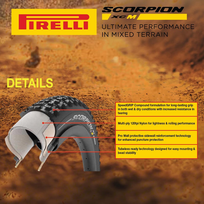Pirelli Scorpion Trail M Yellow Label Bicycle Tire (29x2.4) Versatile for Trail Riding & Downcountry Adventures SmartGRIP Compound ProWALL Technology Medium Profile Tread (1 Tire) - Image 3